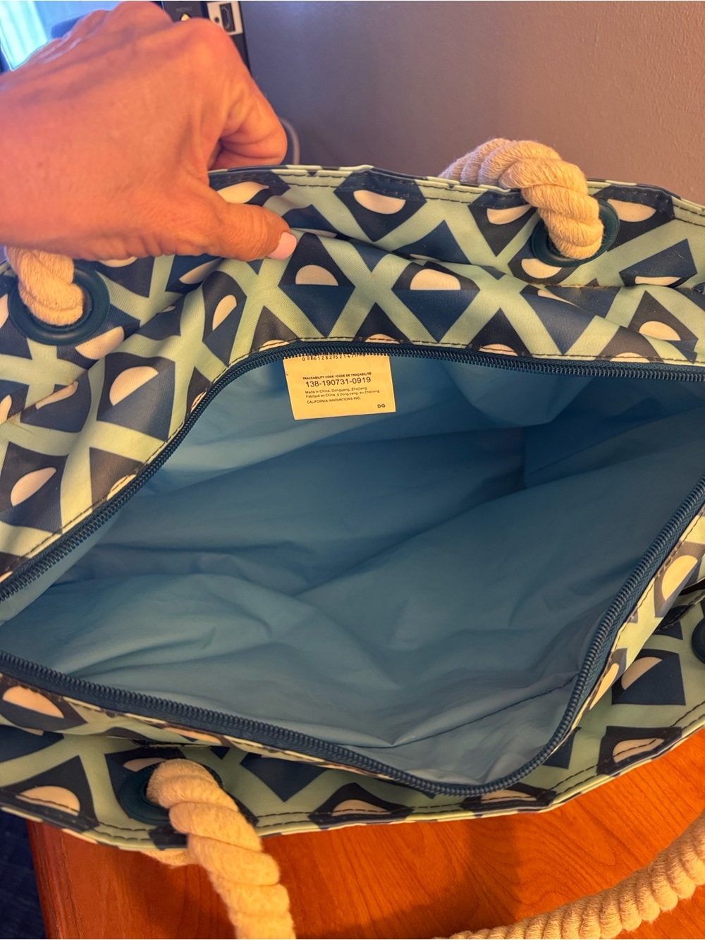 Arctic Zone Blue Patterned Rope-Handle Tote - Picture 2 of 6